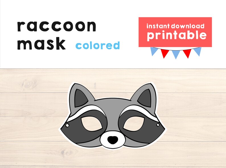 Raccoon Mask Raccoon Costume Animal Mask Printable Party Favor | Etsy