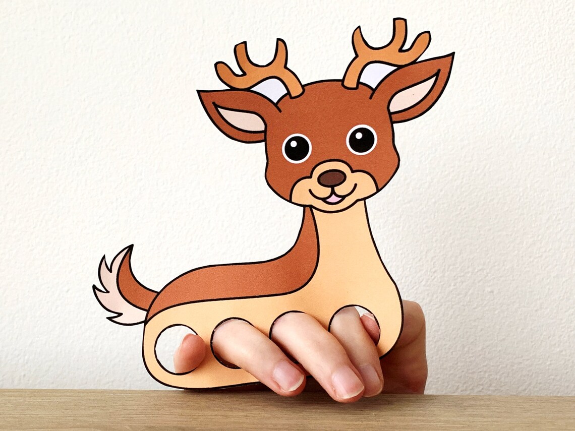 Deer Paper Craft Printable Woodland Animal Finger Puppet Kids Craft ...