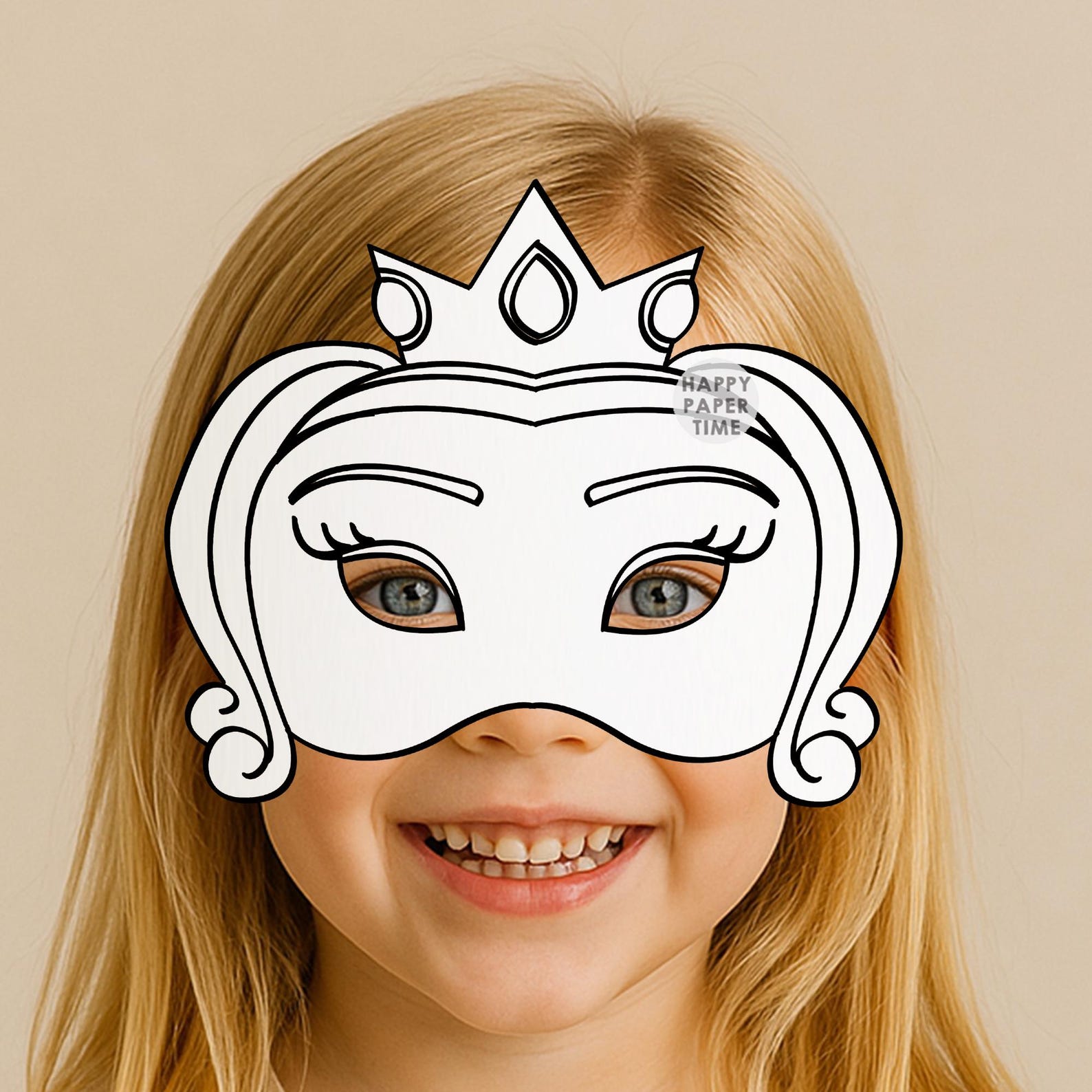 Princess Mask Design Princess Mask Printable Coloring Princess Party Favor Princess ...