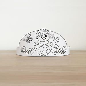 Easter Chick Eggs Hat Paper Crown Coloring Headband Easter Cut Out Party Activity Printable Kids Craft Costume Favor Instant Download