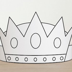 King Paper Crown Template Fantasy Medieval Party Headband Coloring