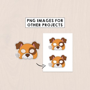 Dog paper mask costume pet animal coloring craft activity party favor animal printable mask - Instant Download PDF image 8