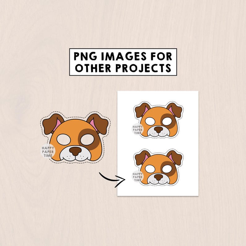 Dog paper mask costume pet animal coloring craft activity party favor animal printable mask - Instant Download PDF image 8