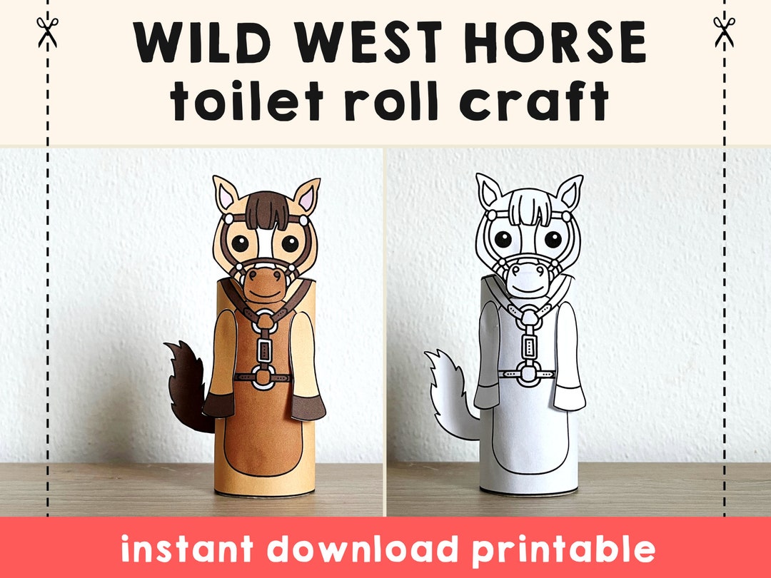 Horse Toilet Paper Roll Craft Wild West Party Coloring Printable Decoration Kids Cut No Prep