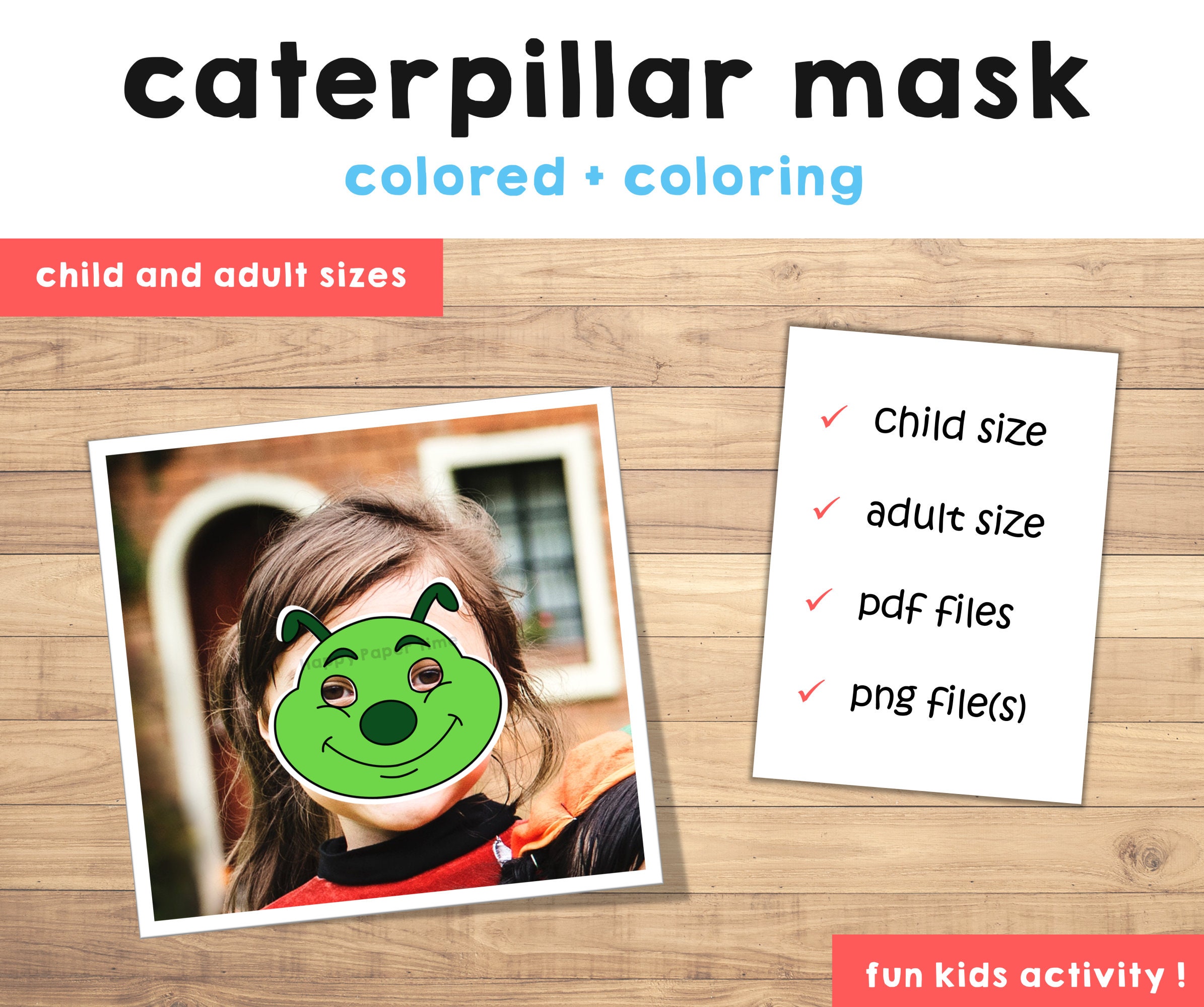 Caterpillar Mask Costume Insect Bug Mask Printable Party Favor Craft ...
