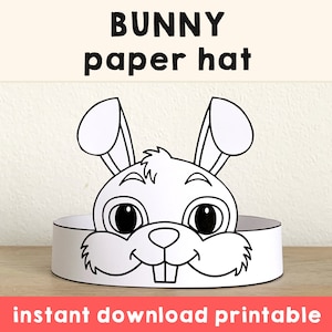 Bunny Paper Crown Headband Coloring Pet Animal Printable Kids Craft Rabbit Party Costume Birthday Printable Favor DIY - Instant Download