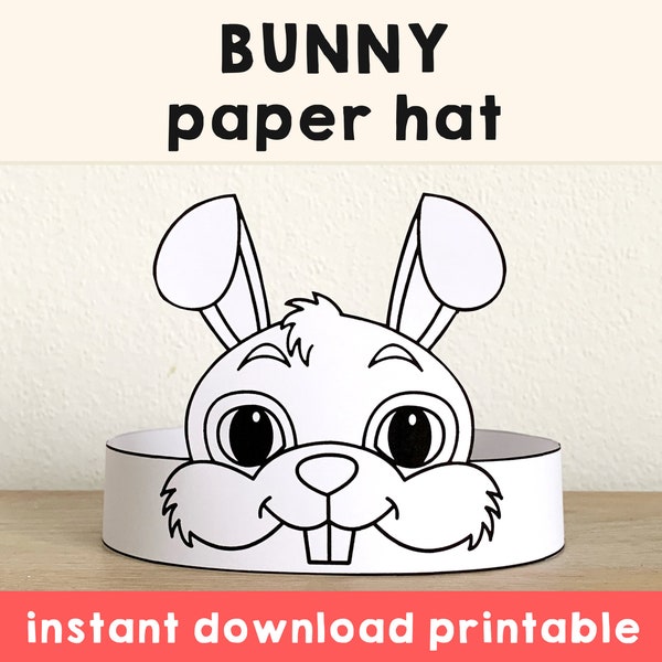 Bunny Paper Crown Headband Coloring Pet Animal Printable Kids Craft Rabbit Party Costume Birthday Printable Favor DIY - Instant Download