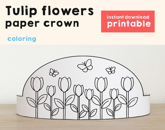 Flower Paper Crown Party Coloring Printable Kids Craft, 59% OFF