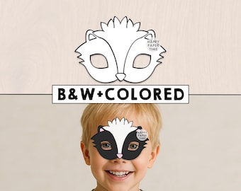 Stinktiermaske Waldmaske Tiermaske Kinder Mitbringsel Stinktier druckbare druckbare Waldtier-Partyrequisite druckbare Waldtiermaske