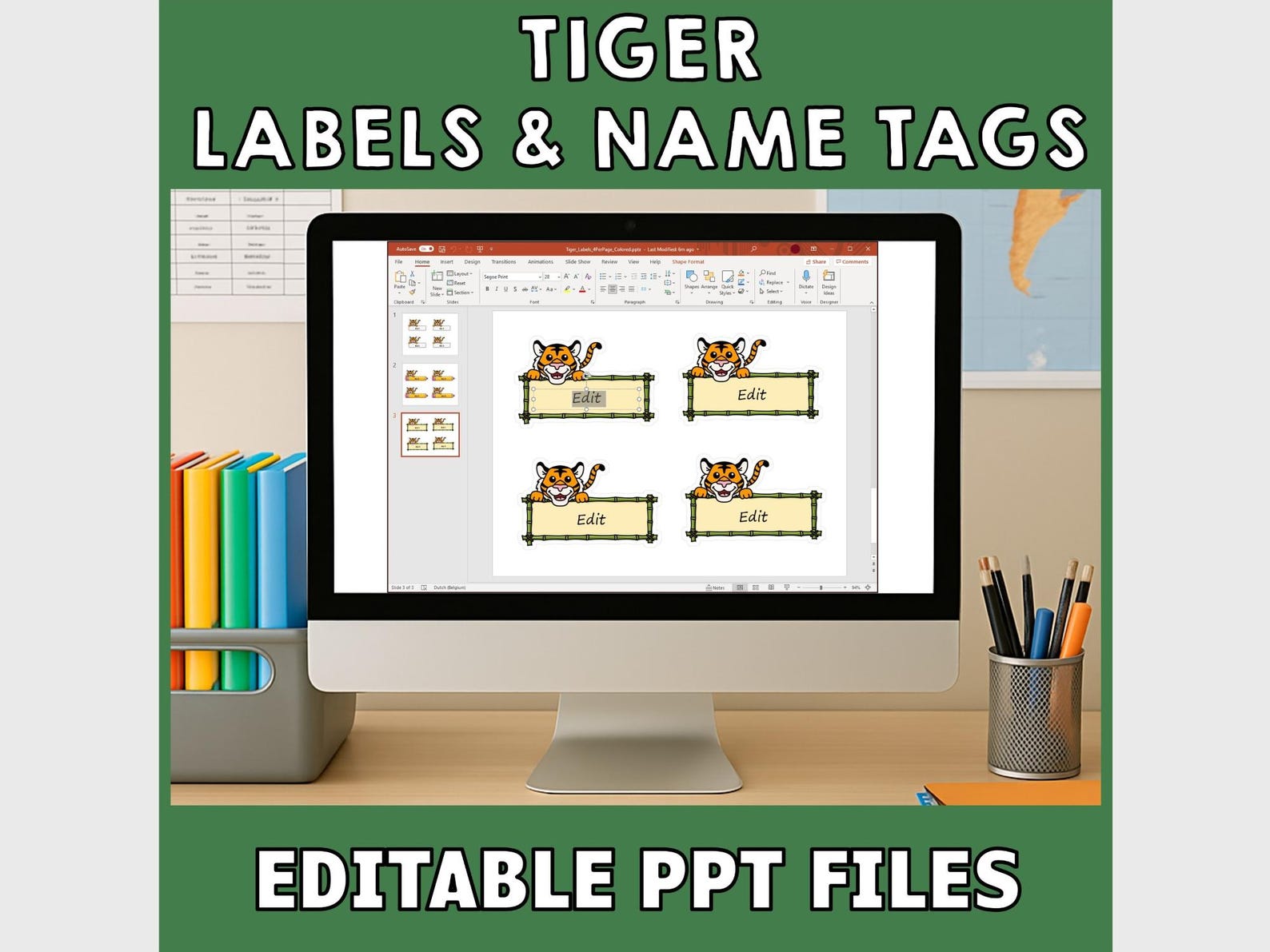 Tiger Name Tags Classroom Labels Asian Animal Zoo Editable Files ...