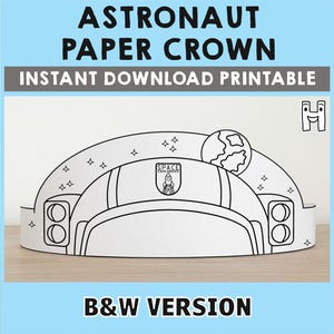 Corona di carta per casco da astronauta, spazio, astronomia, festa, da colorare, stampabile, per bambini, costume di comunità, bomboniera, download immediato
