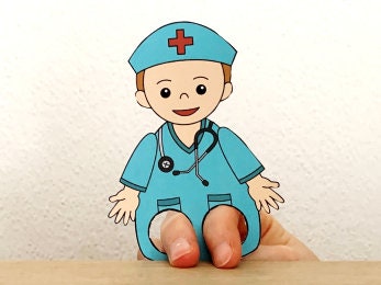 Nurse Paper Craft Printable Community Helper Finger Puppet Kids Doctor ...