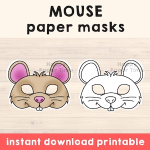 Mouse Mask Mouse Costume Animal Mask Printable Party Favor Woodland Party Printable Mask Kids Party Favor Printable - Instant Download