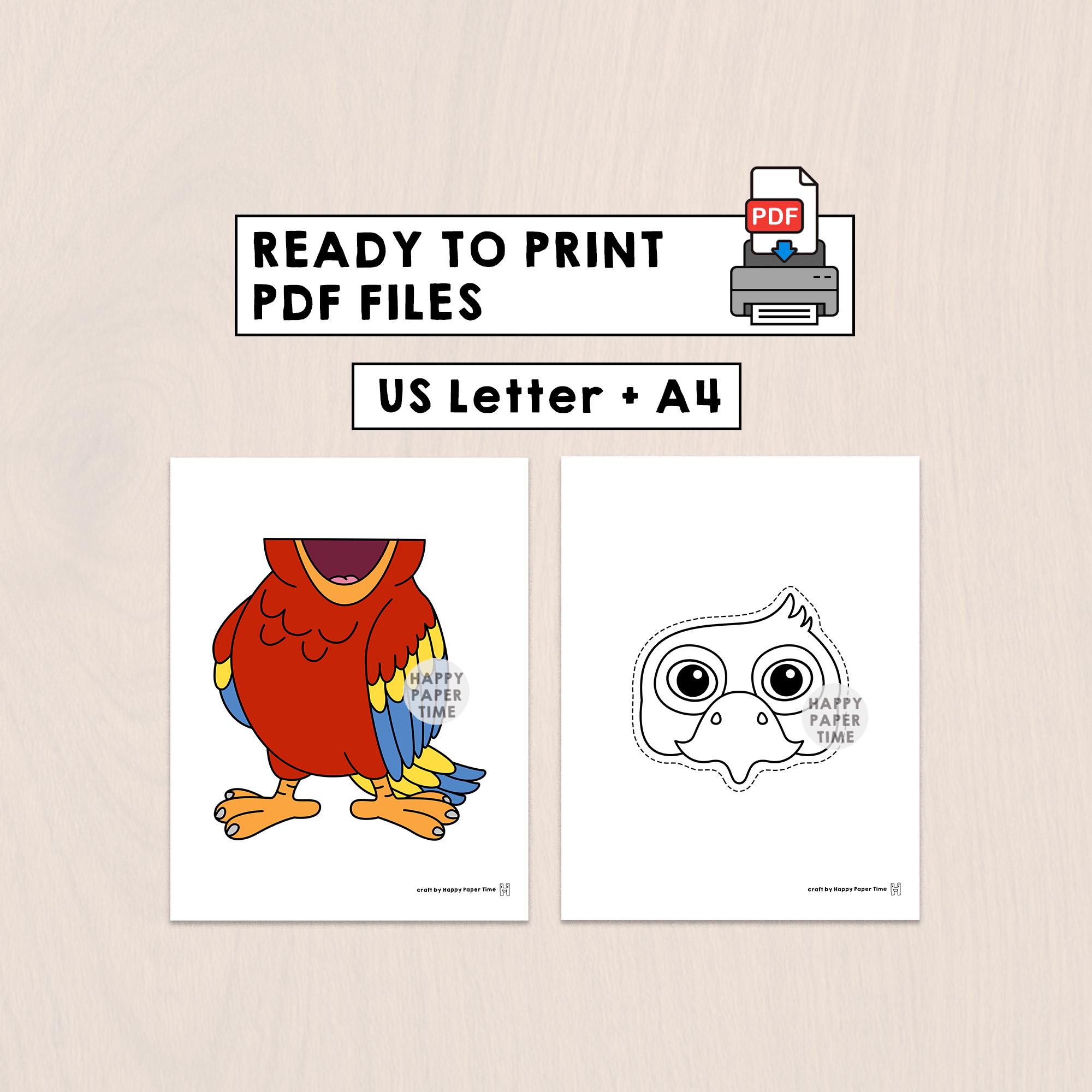 Photo inspiration: Picture Idea: Parrot Paper Bag Puppet Bird Printable Pet Animal Craft Activity