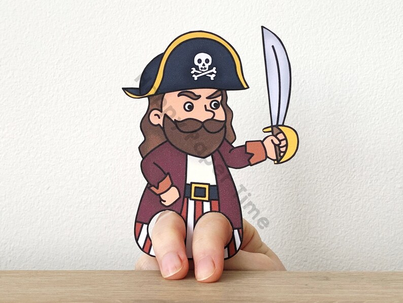 Pirate Paper Craft Printable Finger Puppet Template Kids Craft | Etsy
