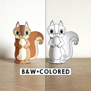 Eichhörnchen Toilettenpapier Rolle Handwerk Wald Woodland Party Färbung druckbare Dekoration Kinder Wildes Spiel Ausschneiden Kleber DIY - sofort Download