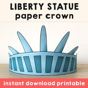 Freiheitsstatue Papierkrone druckbare Kinder Basteln Geburtstag Aktivität Party druckbare Gunst Amerika Kostüm DIY druckbar - Instant Download