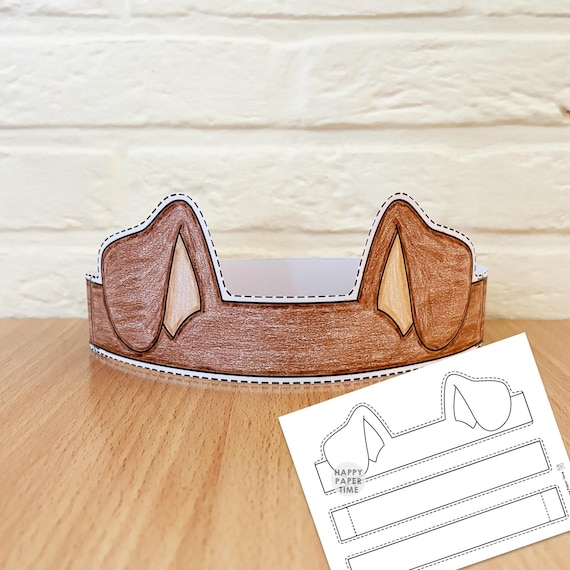 Dog ears Paper Crown Party Coloring Printable Kids Craft Puppy Costume Birthday Printable Favor Costume DIY - Instant Download