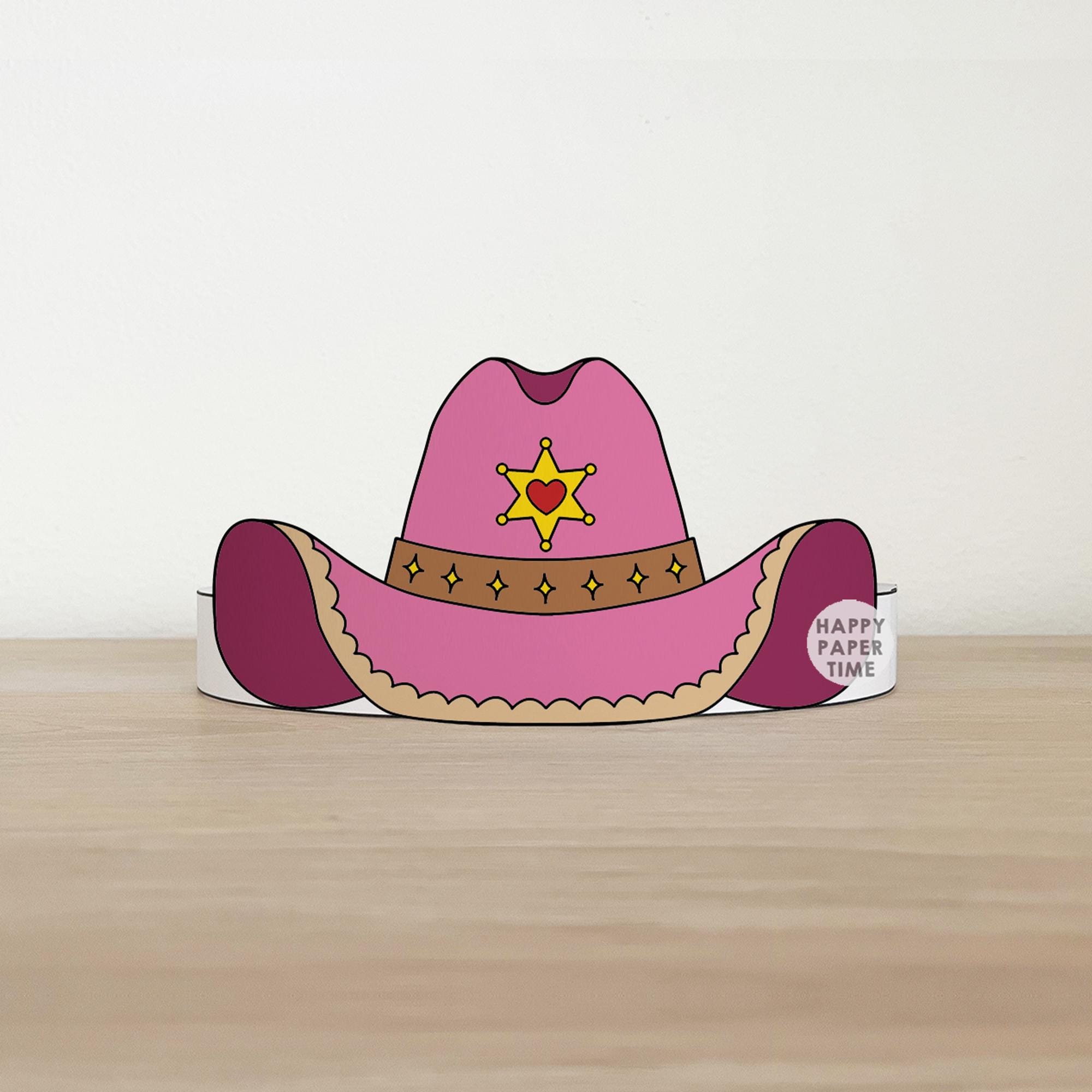 Cowgirl Hat Paper Crown Party Printable Kids Craft Wild West Costume ...