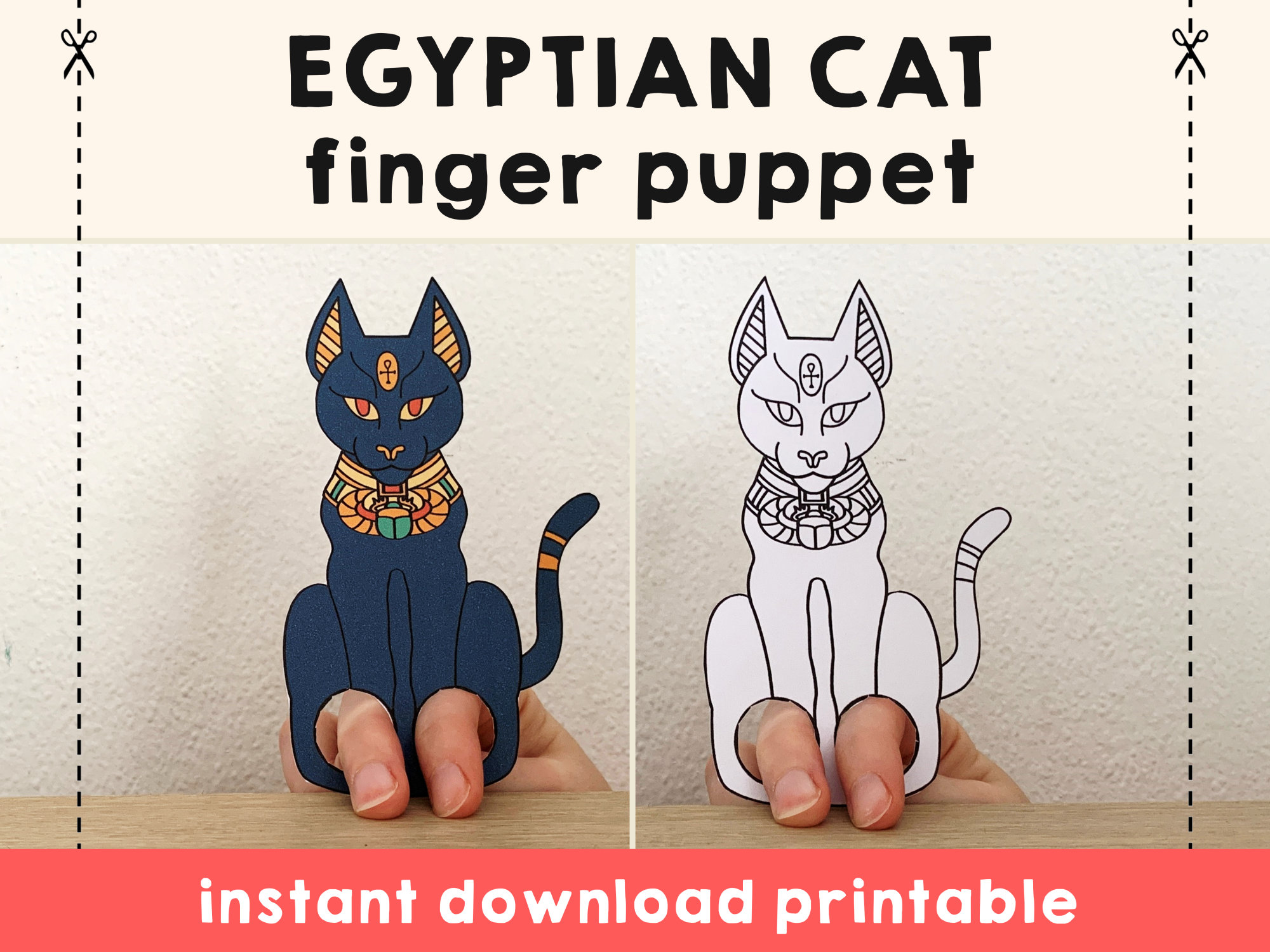 Egyptian Cat paper craft printable ancient Egypt Finger God Bastet…
