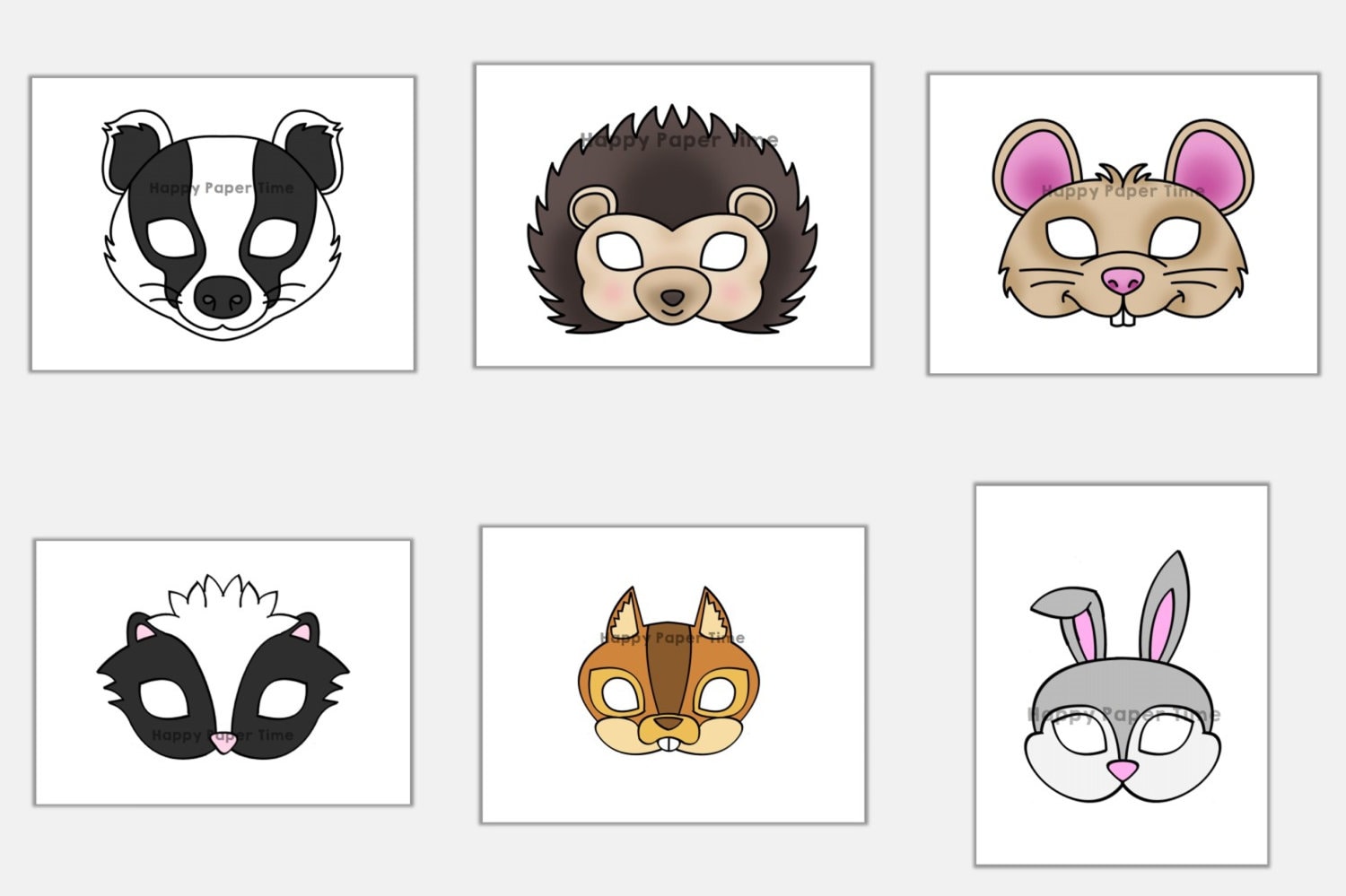 Woodland Animal Masks Template pdf Crafting Kid Party Favor Etsy