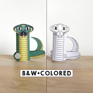 Cobra Schlange Toilettenpapier Rolle Handwerk asiatischen Reptil Dschungel Party Färbung druckbare Dekoration Kinder spielen Ausschneide Kleber DIY - Instant Download