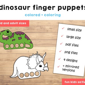 Dinosaur Puppet Paper Craft Printable Finger Puppet Kids Craft Animal ...