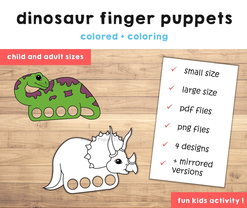 Dinosaur Puppet Paper Craft Printable Finger Puppet Kids Craft - Etsy