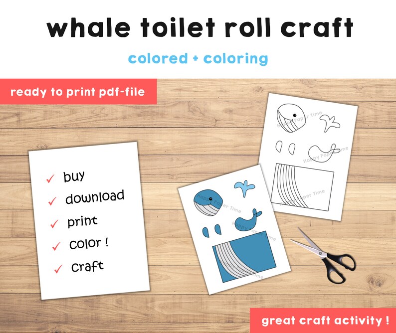 Whale Toilet Paper Roll Craft Ocean Animal Beach Sea Party Etsy