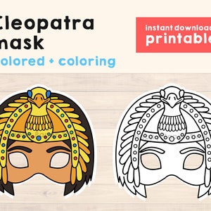 Cleopatra Queen Egypt mask Ancient Egypt party mask template costume diy Party Favor printable coloring craft kids - Instant download