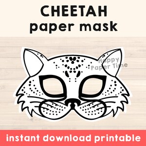 Cheetah mask printable Cheetah costume mask paper safari party Jungle Animal mask Jungle Party favor Animal craft kids - Instant Download