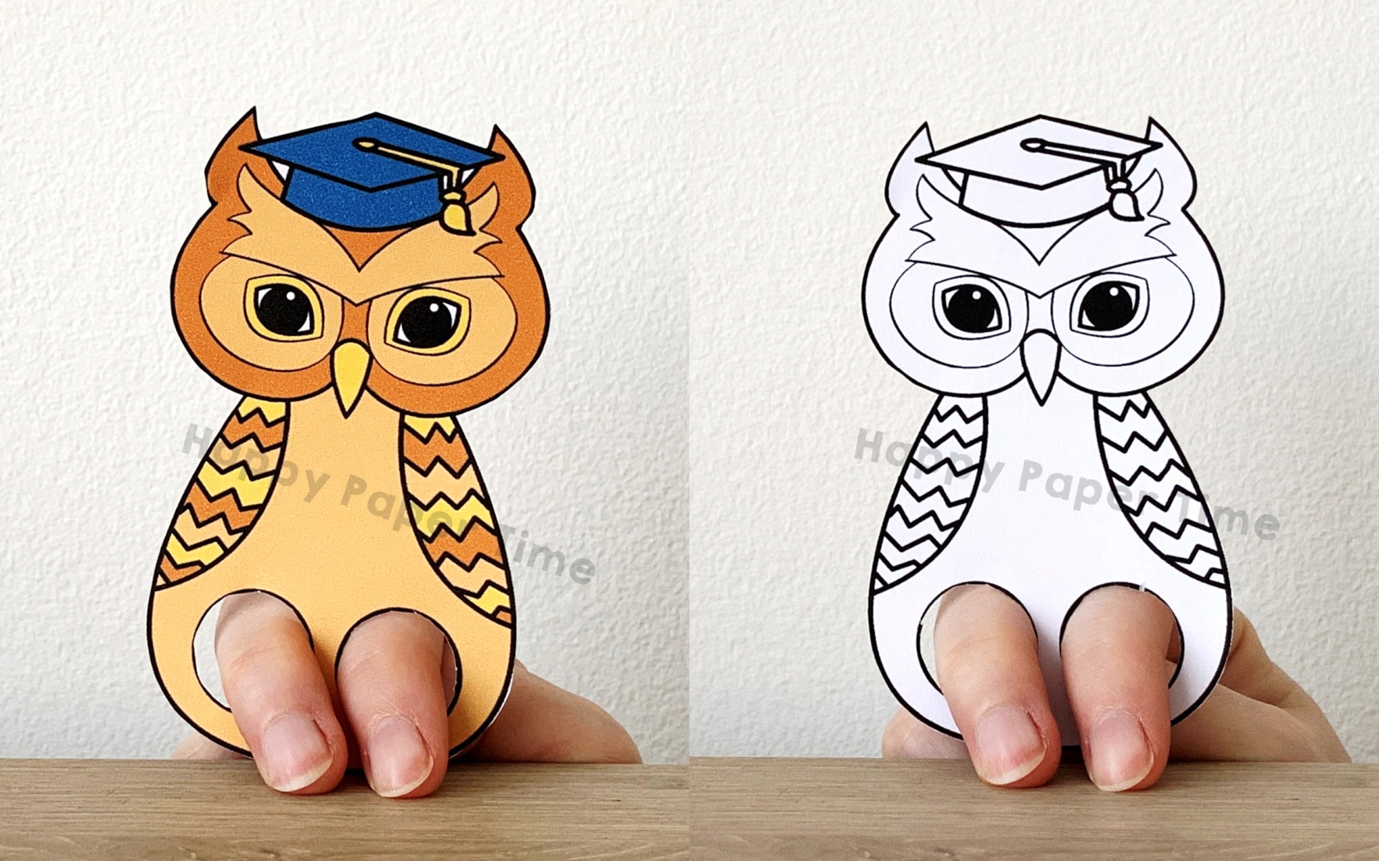 Owl Paper Craft Printable Woodland Animal Finger Puppet Kids Craft Owl ...
