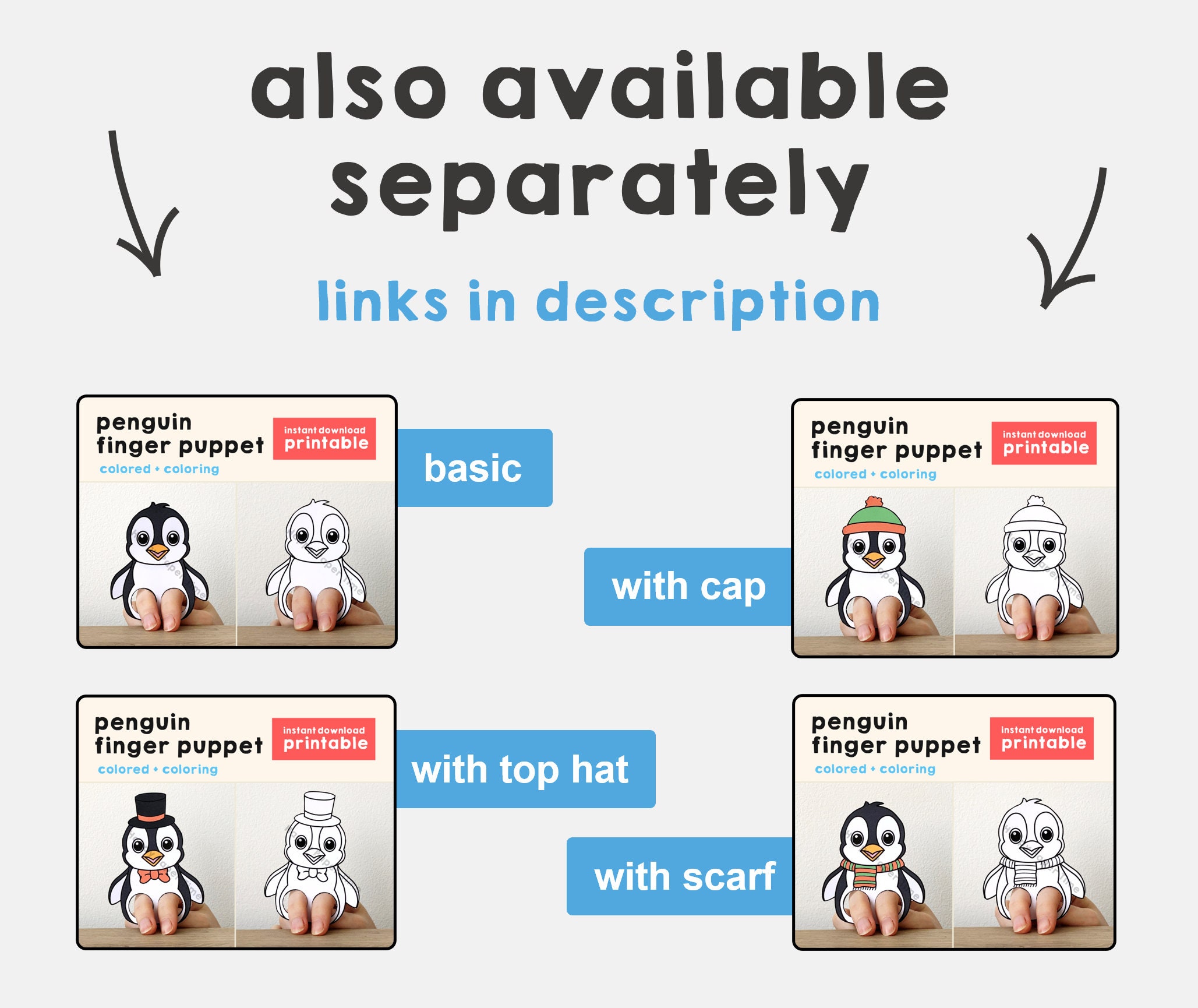Penguin Puppet Paper Craft Printable Finger Puppet Kids Craft - Etsy ...