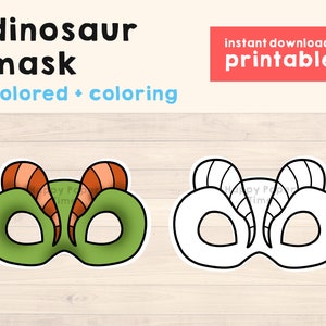 Dinosaur mask Dino costume diy Animal mask Jurassic Party Favor printable Paper Craft activity coloring prop kids - Instant Download
