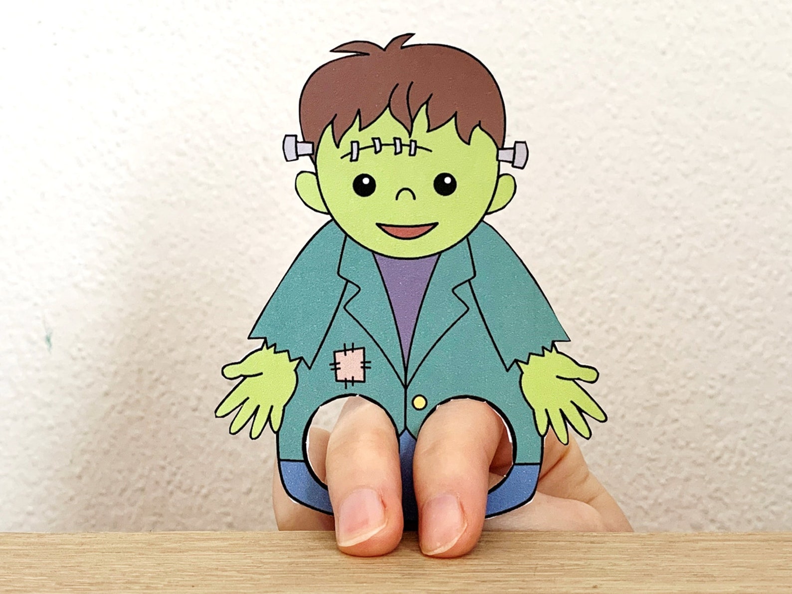 Frankenstein Paper Craft Printable Halloween Spooky Day Finger Puppet ...