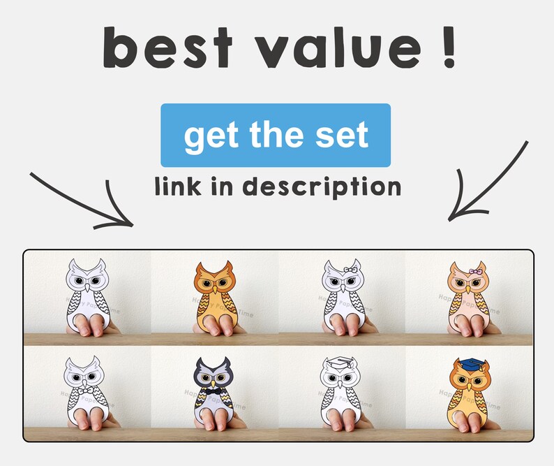 Owl Paper Craft Printable Woodland Animal Finger Puppet Kids Craft Owl ...