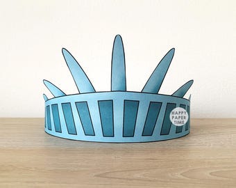 Statue of Liberty Paper Crown Printable Kids Craft Birthday Activity Party Printable Favor America Costume DIY Printable - Instant Download