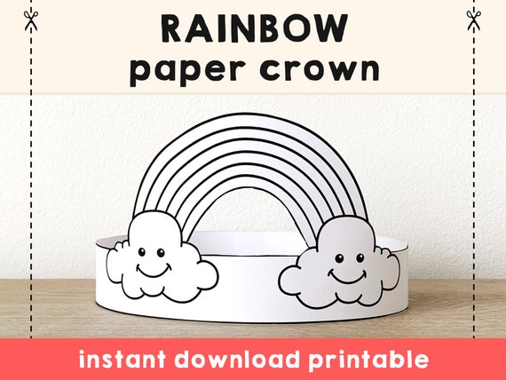Rainbow Paper Crown Printable Spring Weather Coloring Craft