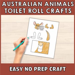 Australian Animals Toilet Paper Roll Craft Wild Party Coloring Printable Decoration Kids Play Cut out Glue DIY - Instant Download image 4