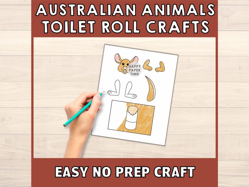 Australian Animals Toilet Paper Roll Craft Wild Party Coloring Printable Decoration Kids Play Cut out Glue DIY - Instant Download image 4