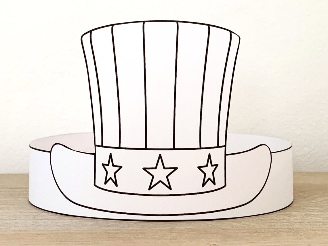 uncle-sam-hat-paper-crown-party-coloring-printable-kids-craft-etsy