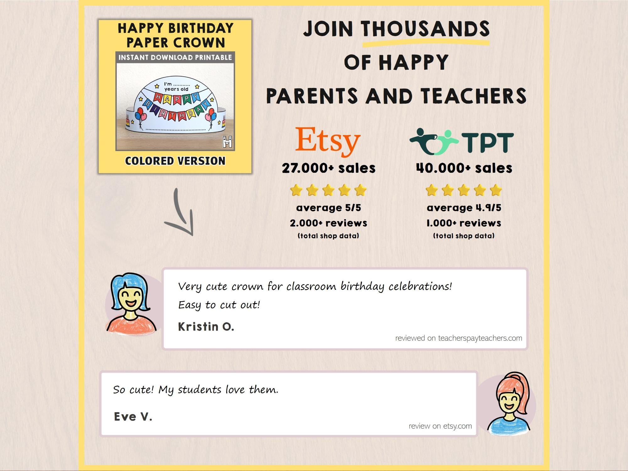 Happy Birthday Paper Crown Party Activity Printable Kids Template Craft ...