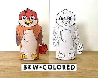 Vogel Toilettenpapier Rolle Handwerk Wald Wald Party Färbung druckbare Dekoration Kinder Wildes Spiel Ausschneiden Kleber DIY - sofort Download