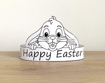 Chapéu de Páscoa, coroa de papel, faixa de cabeça, atividade para festa do dia do coelho da Páscoa, artesanato infantil para imprimir, fantasia para colorir, lembrancinha para imprimir, faça você mesmo - download instantâneo