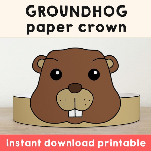 Groundhog Day Paper Crown Party Printable Kids Craft Spring Costume Printable Favor DIY Instant Download