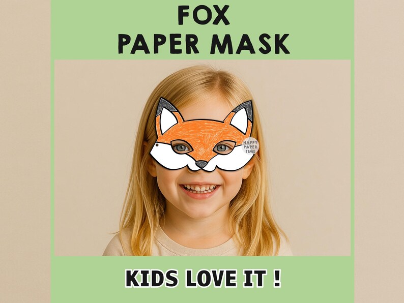 Fox Mask Paper Animal Mask Fox Coloring Party Favor Woodland Party Kids ...