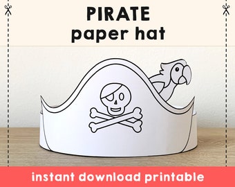 Pirate Hat Paper Crown template Pirate Captain Party Headband Coloring Printable Kids Craft Birthday Favor pdf favor DIY - Instant Download