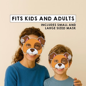 Máscaras de papel de animales domésticos, disfraz para niños, actividad para colorear y manualidades, recuerdo de fiesta, máscara de animal imprimible - Descarga instantánea en PDF imagen 2