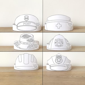 Ayudantes de la comunidad, diadema de corona de papel, policía, constructor, granjero, enfermera, cartero, para colorear, bombero, imprimible, manualidad para niños, disfraz para fiesta de cumpleaños