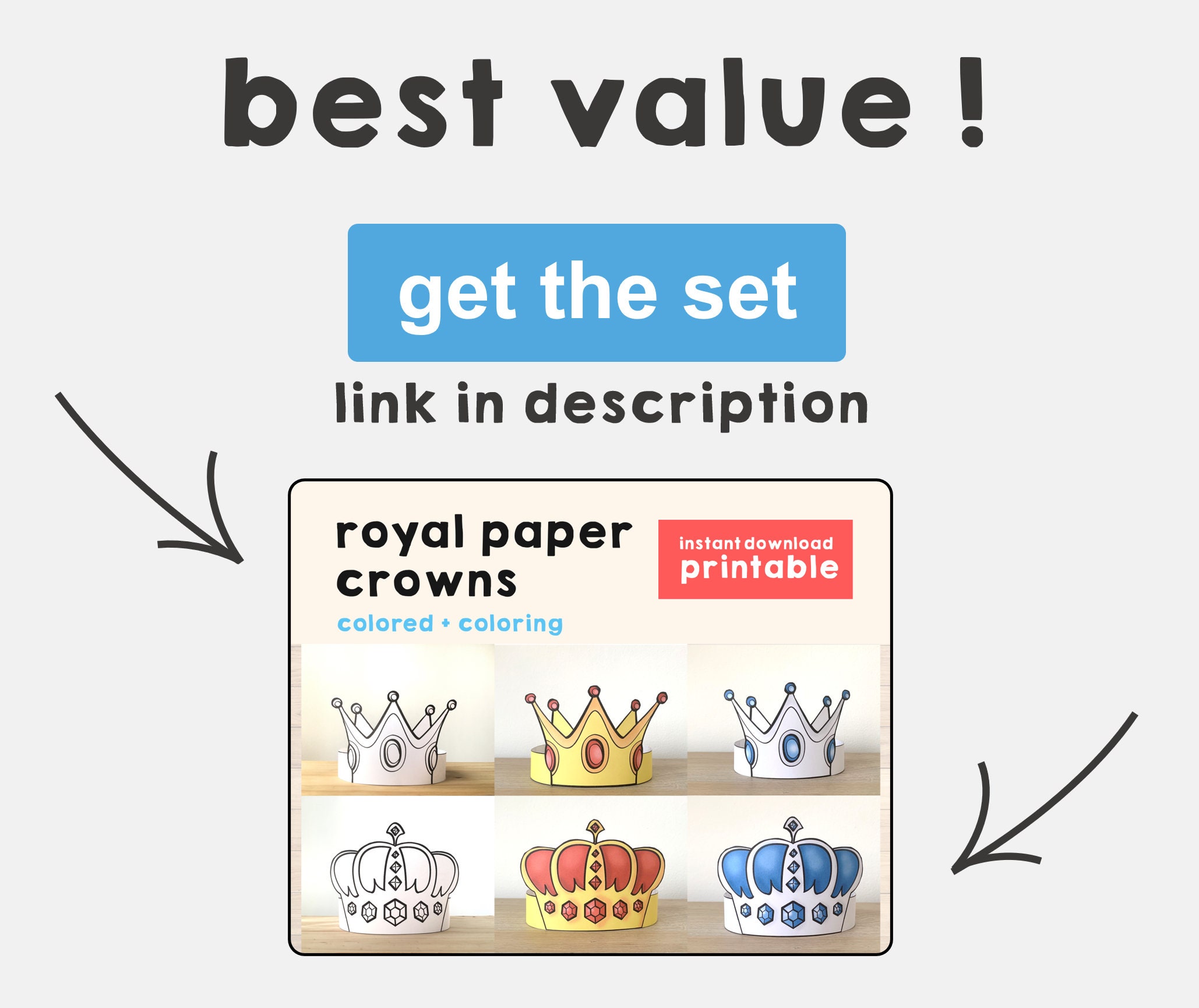 Princess Paper Crown Coloring Printable Kid Craft Princess - Etsy